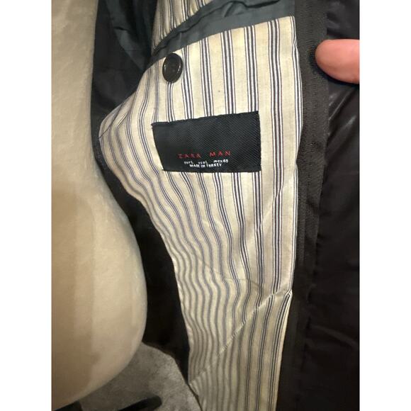 Zara Man Wool Blend Dark Academia Blazer with Removable Sweater Collar, L - Picture 8 of 11